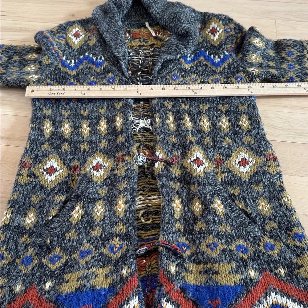 Free People Mascot Tiger wool-blend cardigan sweater coat-M-Boho-Y2K-Read - Picture 3 of 8